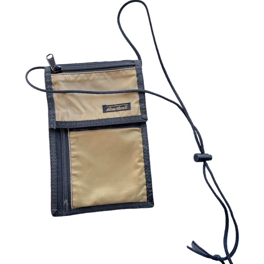 Eddie Bauer crossbody dark tan travel wallet